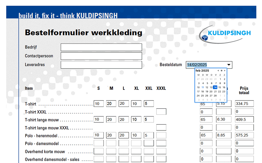 Invulbare PDF formulieren